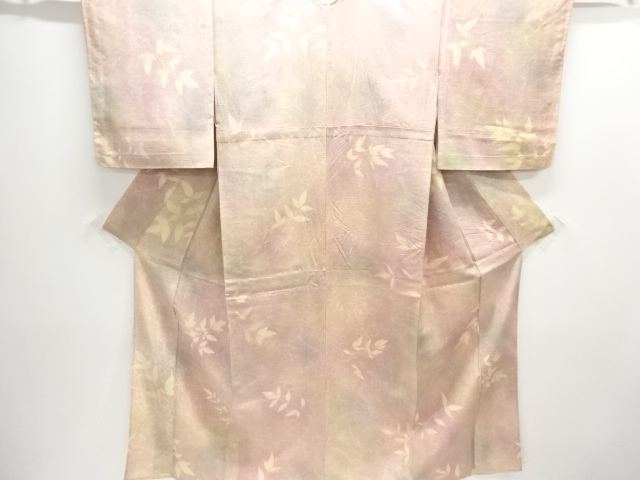 JAPANESE KIMONO / ANTIQUE TSUMUGIHITOE KIMONO / WOVEN GRASS-LEAF PATTE